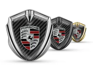 Porsche Badge Autoadesivo Disegno Lussuoso Metal Lucido